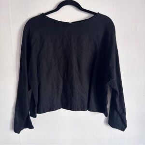 Numi Handmade Madison Linen Top (black)